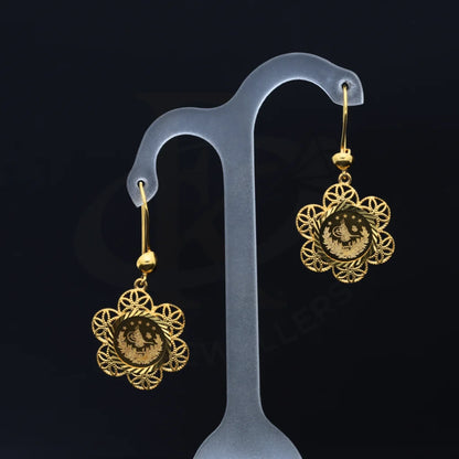 Gold Flower Shaped Earrings 21Kt - Fkjern21K7757