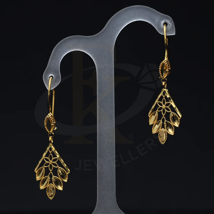 Gold Flower Shaped Earrings 21Kt - Fkjern21K7761