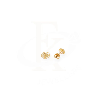 Gold Flower Oval Shaped Earrings 21Kt - Fkjern21Km7962