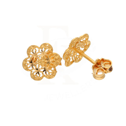 Gold Flower Shaped Earrings 21Kt - Fkjern21Km8491