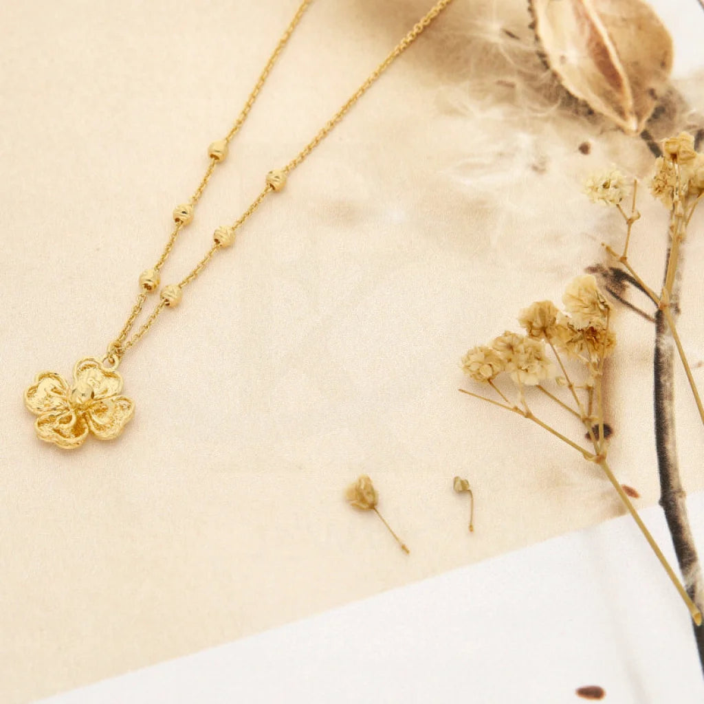 Gold Flower Shaped Necklace 18Kt - Fkjnkl18K3125 Necklaces