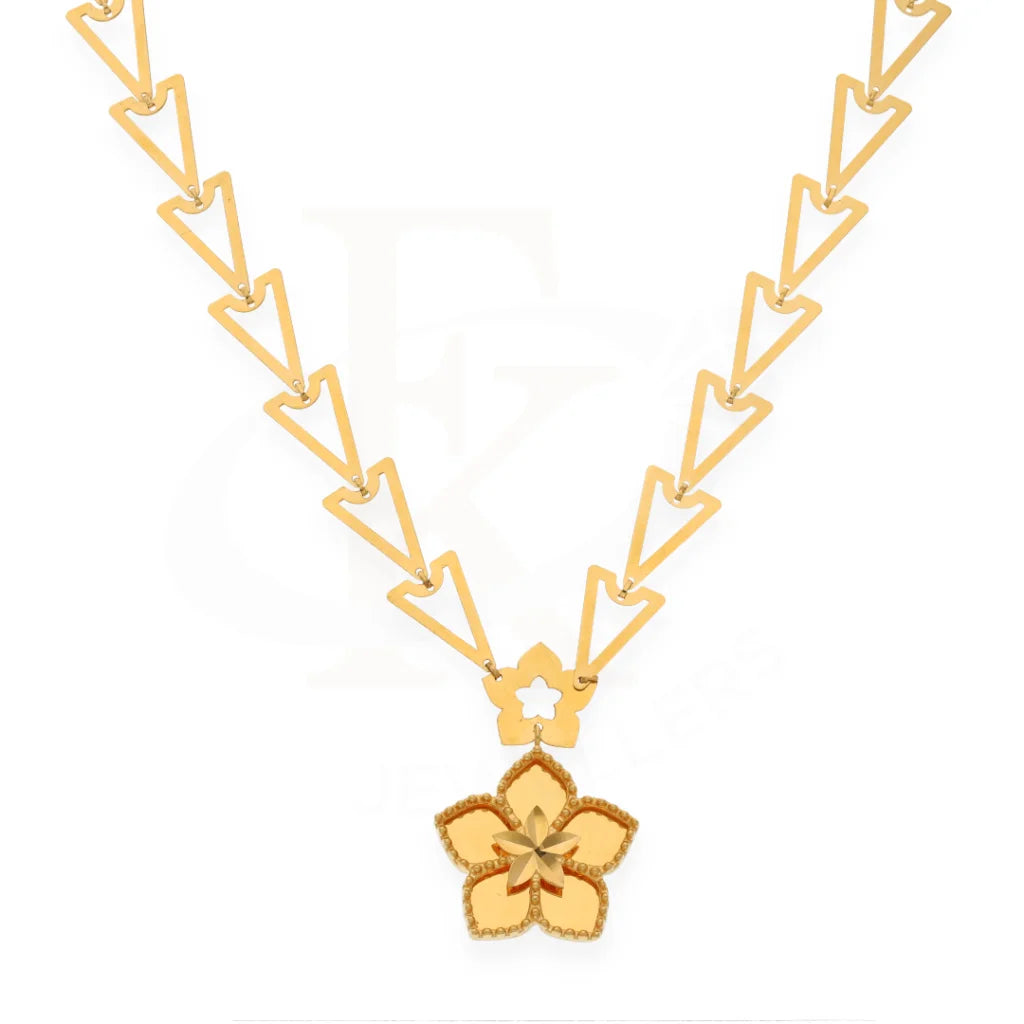 Gold Flower Shaped Necklace 21Kt - Fkjnkl21K7737 Necklaces