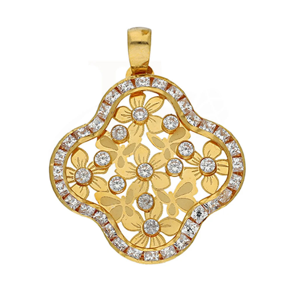 Gold Flower Shaped Pendant 21Kt - Fkjpnd21Km5053 Pendants