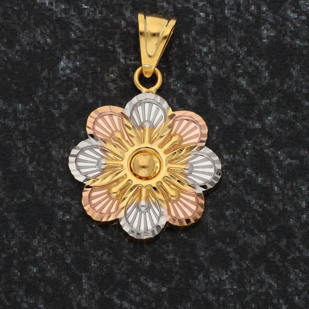 Gold Flower Shaped Pendant 21Kt - Fkjpnd21K8559 Pendants