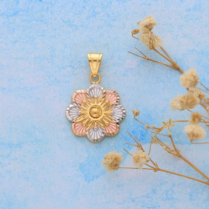 Gold Flower Shaped Pendant 21Kt - Fkjpnd21K8559 Pendants