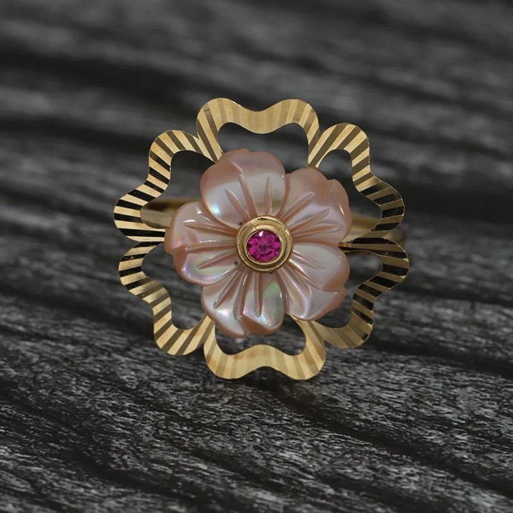 Gold Flower Shaped Ring 18Kt - Fkjrn18K3020 Rings