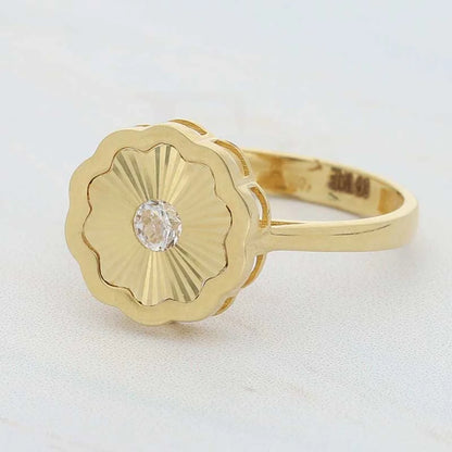 Gold Flower Shaped Ring 18Kt - Fkjrn18K3787 Rings