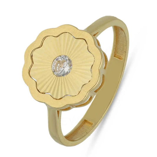 Gold Flower Shaped Ring 18Kt - Fkjrn18K3787 Rings