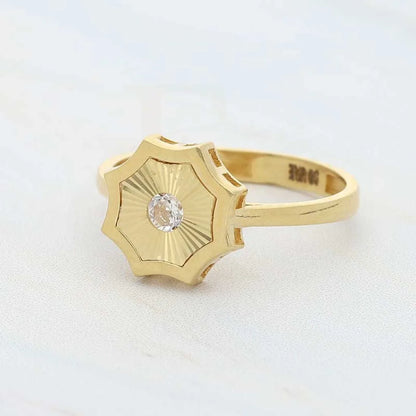 Gold Flower Shaped Ring 18Kt - Fkjrn18K3789 Rings