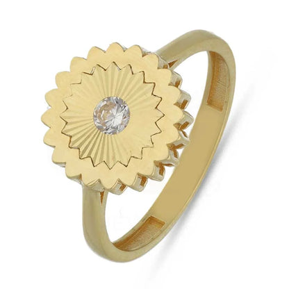 Gold Flower Shaped Ring 18Kt - Fkjrn18K3790 Rings