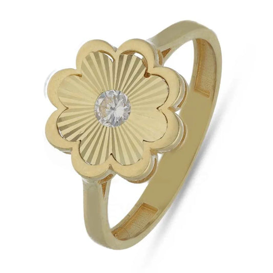 Gold Flower Shaped Ring 18Kt - Fkjrn18K3791 Rings