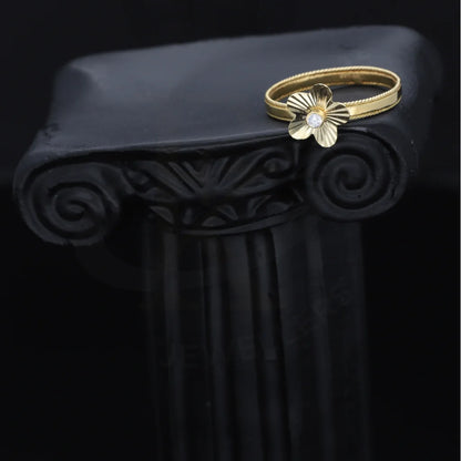 Gold Flower Shaped Ring 18Kt - Fkjrn18K7890 Rings