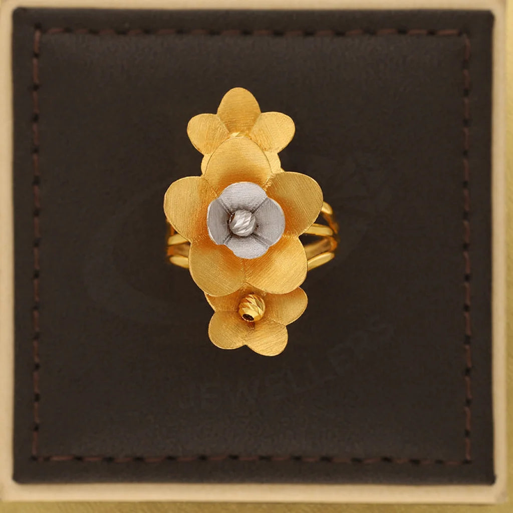 Gold Flower Shaped Ring 21Kt - Fkjrn21K5603 Rings