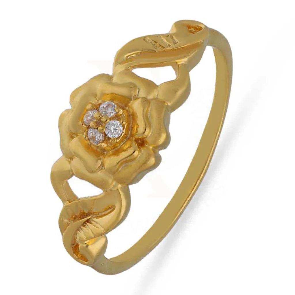 Gold Flower Shaped Ring 22Kt - Fkjrn22K3552 Rings