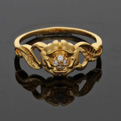 Gold Flower Shaped Ring 22Kt - Fkjrn22K3552 Rings