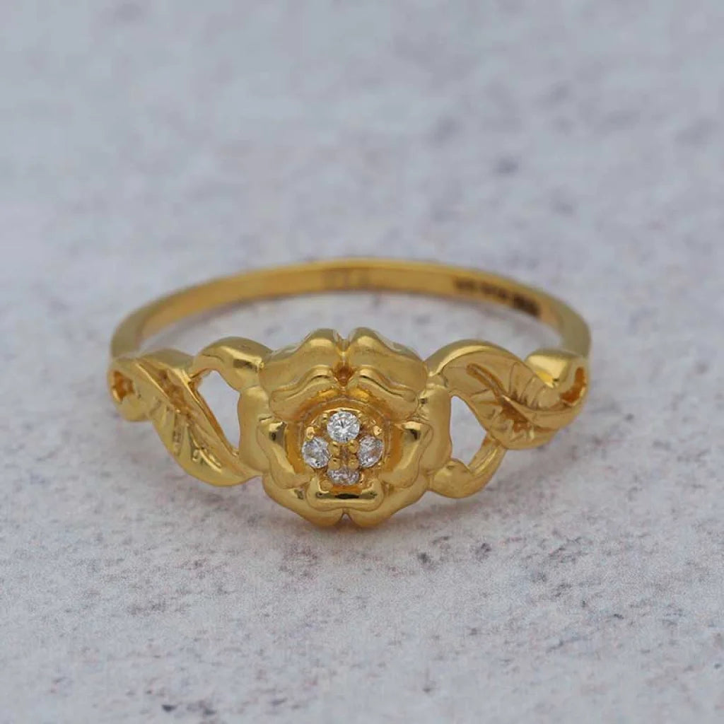 Gold Flower Shaped Ring 22Kt - Fkjrn22K3552 Rings