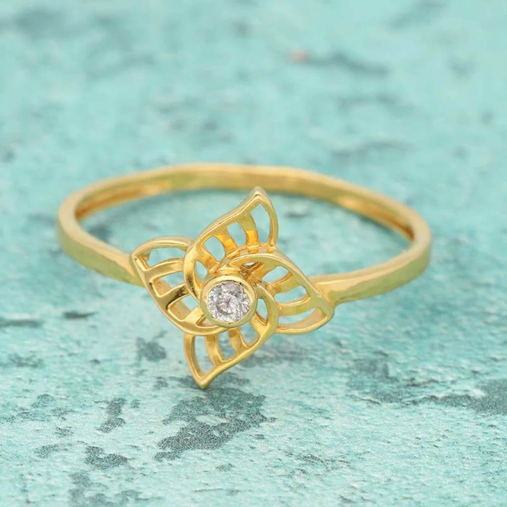 Gold Flower Shaped Ring 22Kt - Fkjrn22K3711 Rings