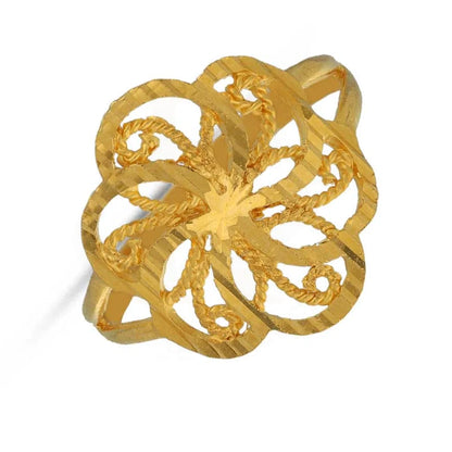 Gold Flower Shaped Ring 22Kt - Fkjrn22K3748 Rings