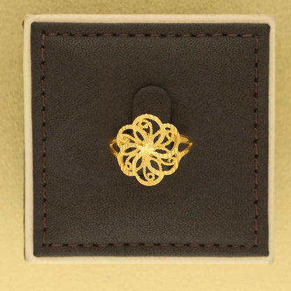 Gold Flower Shaped Ring 22Kt - Fkjrn22K3748 Rings