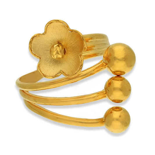 Gold Flower Shaped Ring 22Kt - Fkjrn22K3834 Rings