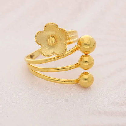 Gold Flower Shaped Ring 22Kt - Fkjrn22K3834 Rings