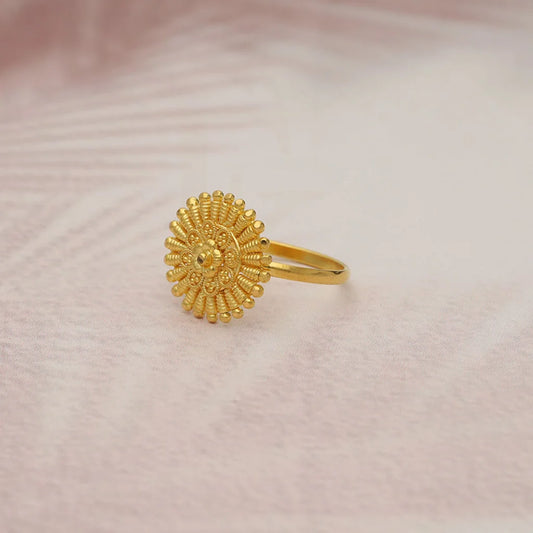 Gold Flower Shaped Ring 22Kt - Fkjrn22K5063 Rings