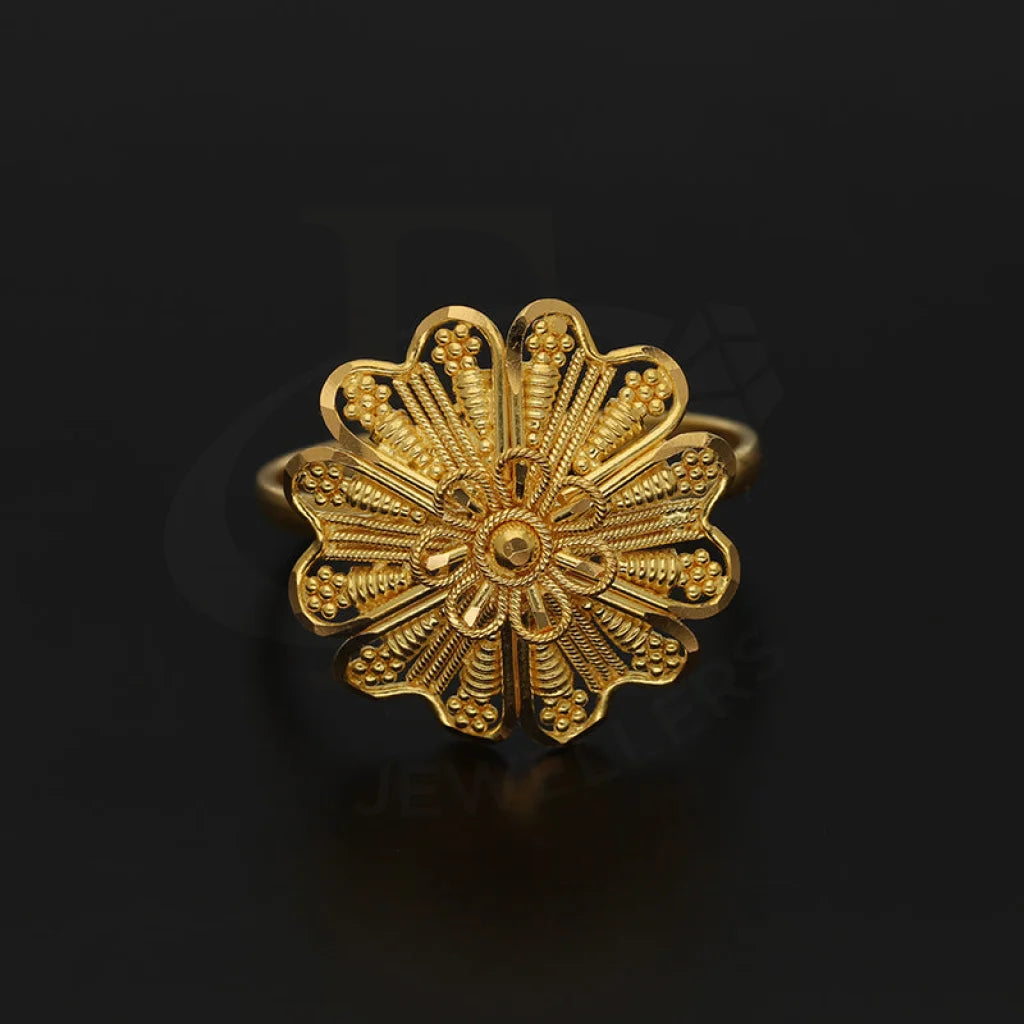 Gold Flower Shaped Ring 22Kt - Fkjrn22K5064 Rings