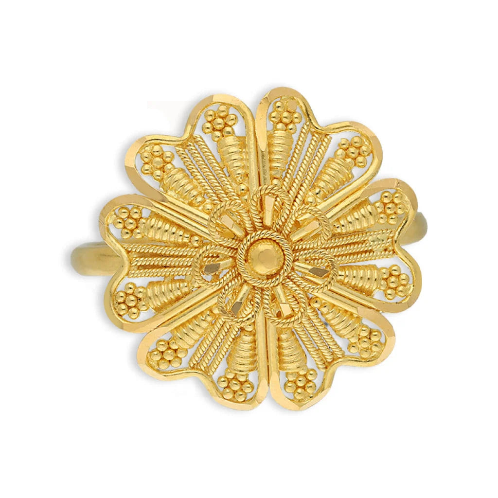 Gold Flower Shaped Ring 22Kt - Fkjrn22K5064 Rings