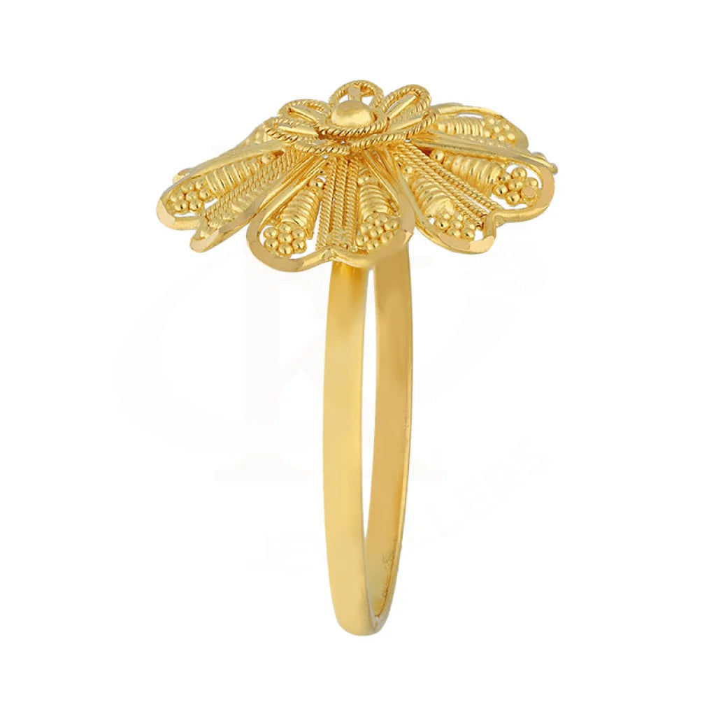 Gold Flower Shaped Ring 22Kt - Fkjrn22K5064 Rings