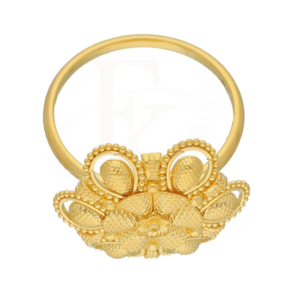 Gold Flower Shaped Ring 22Kt - Fkjrn22K5065 Rings