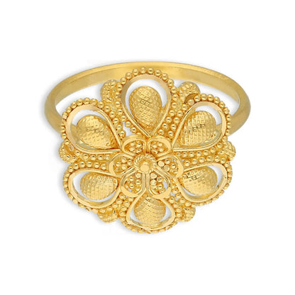 Gold Flower Shaped Ring 22Kt - Fkjrn22K5067 Rings