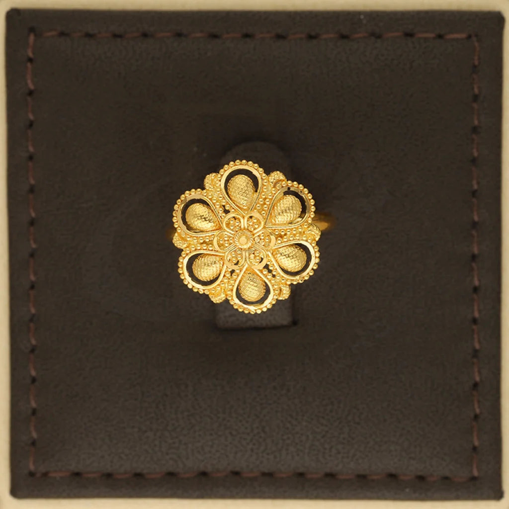 Gold Flower Shaped Ring 22Kt - Fkjrn22K5067 Rings