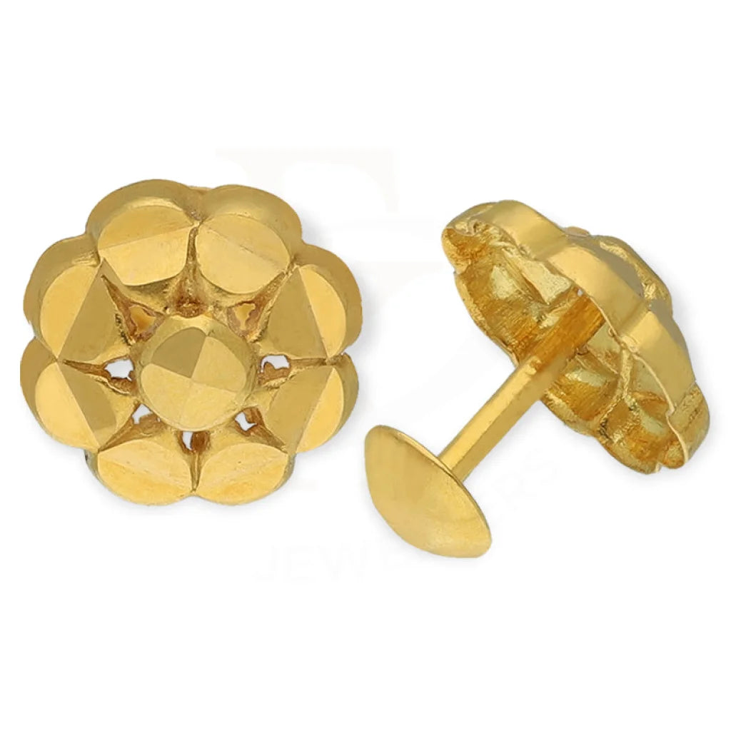 Gold Flower Shaped Second Stud Earrings 18Kt - Fkjern18K3145