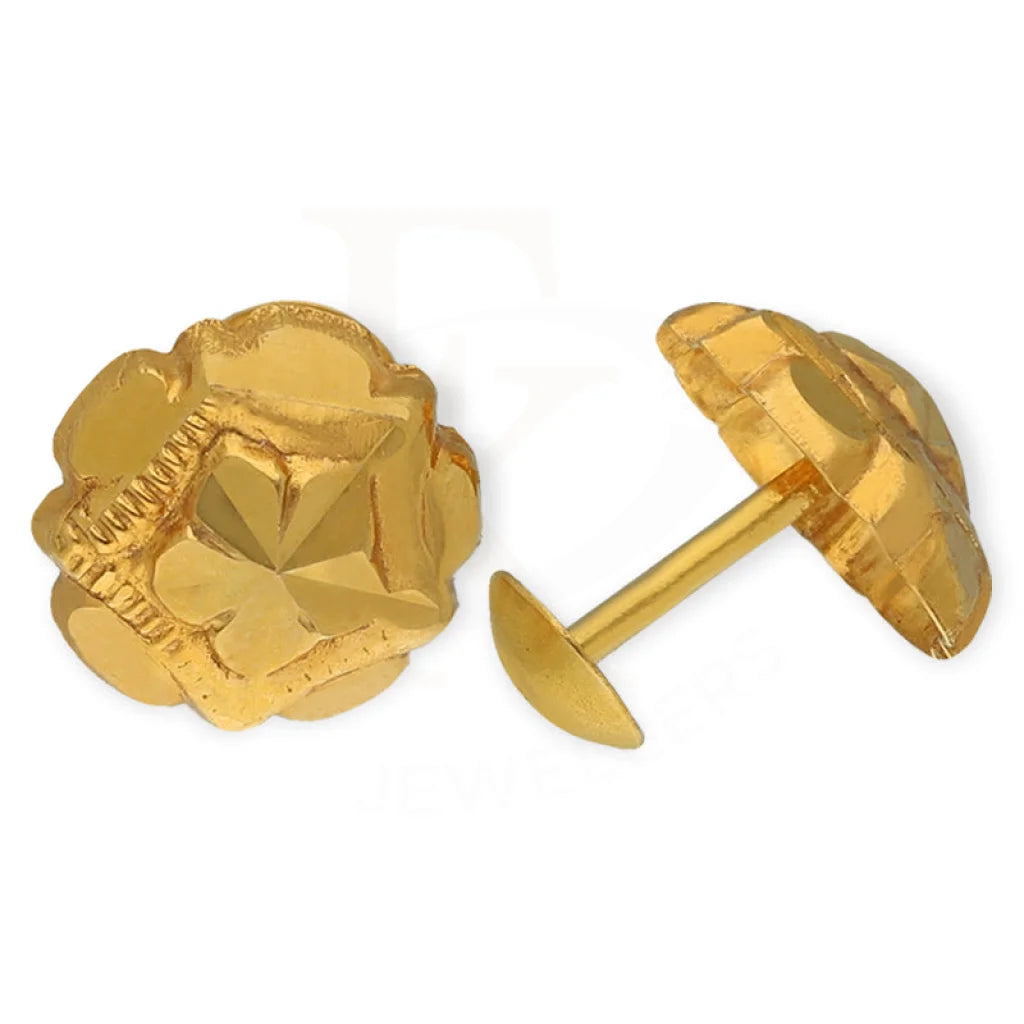 Gold Flower Shaped Second Stud Earrings 18Kt - Fkjern18K3146