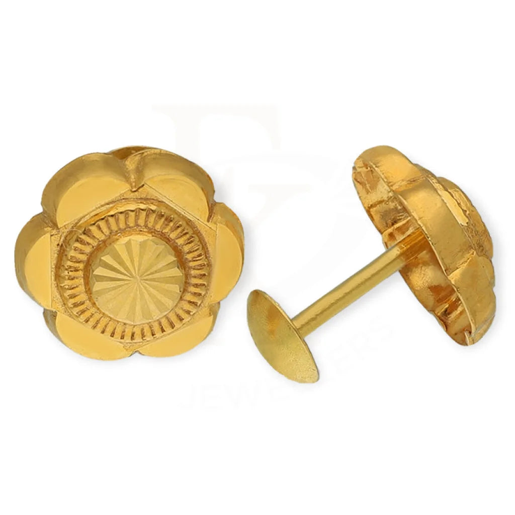 Gold Flower Shaped Second Stud Earrings 18Kt - Fkjern18K3147