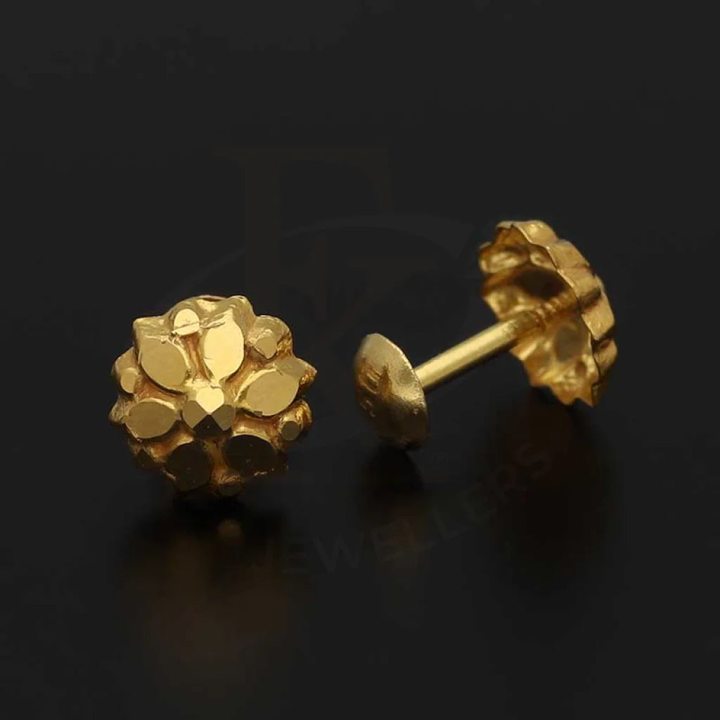 Gold Flower Shaped Second Stud Earrings 18Kt - Fkjern18K3153