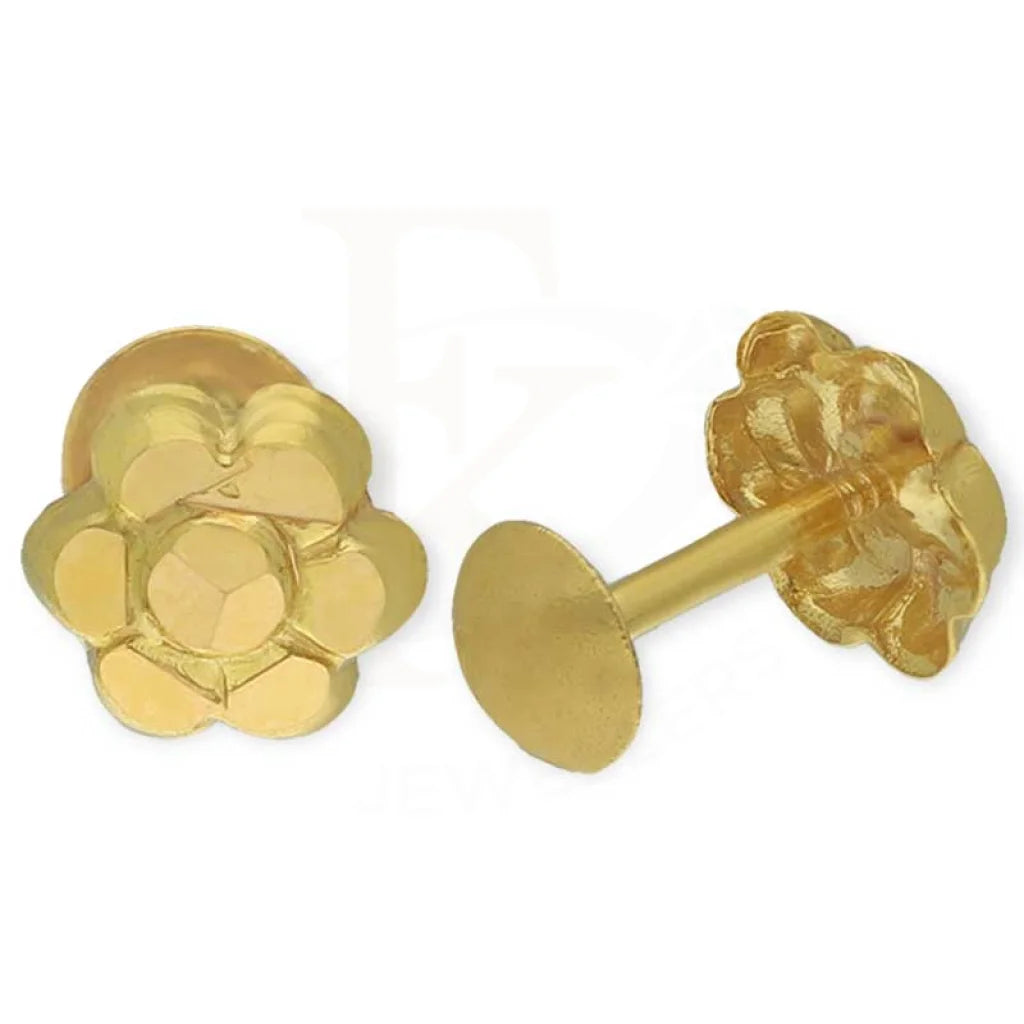 Gold Flower Shaped Second Stud Earrings 18Kt - Fkjern18K3155