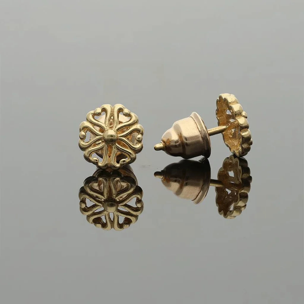 Gold Flower Shaped Stud Earrings 18Kt - Fkjern18K2294