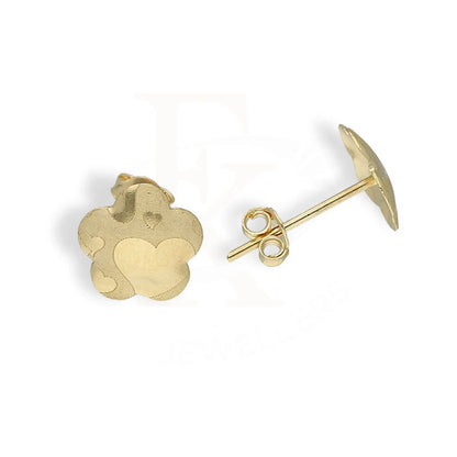 Gold Flower Shaped Stud Earrings 18Kt - Fkjern18K5118