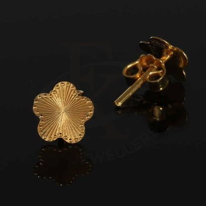 Gold Flower Shaped Stud Earrings 21Kt - Fkjern21K3077