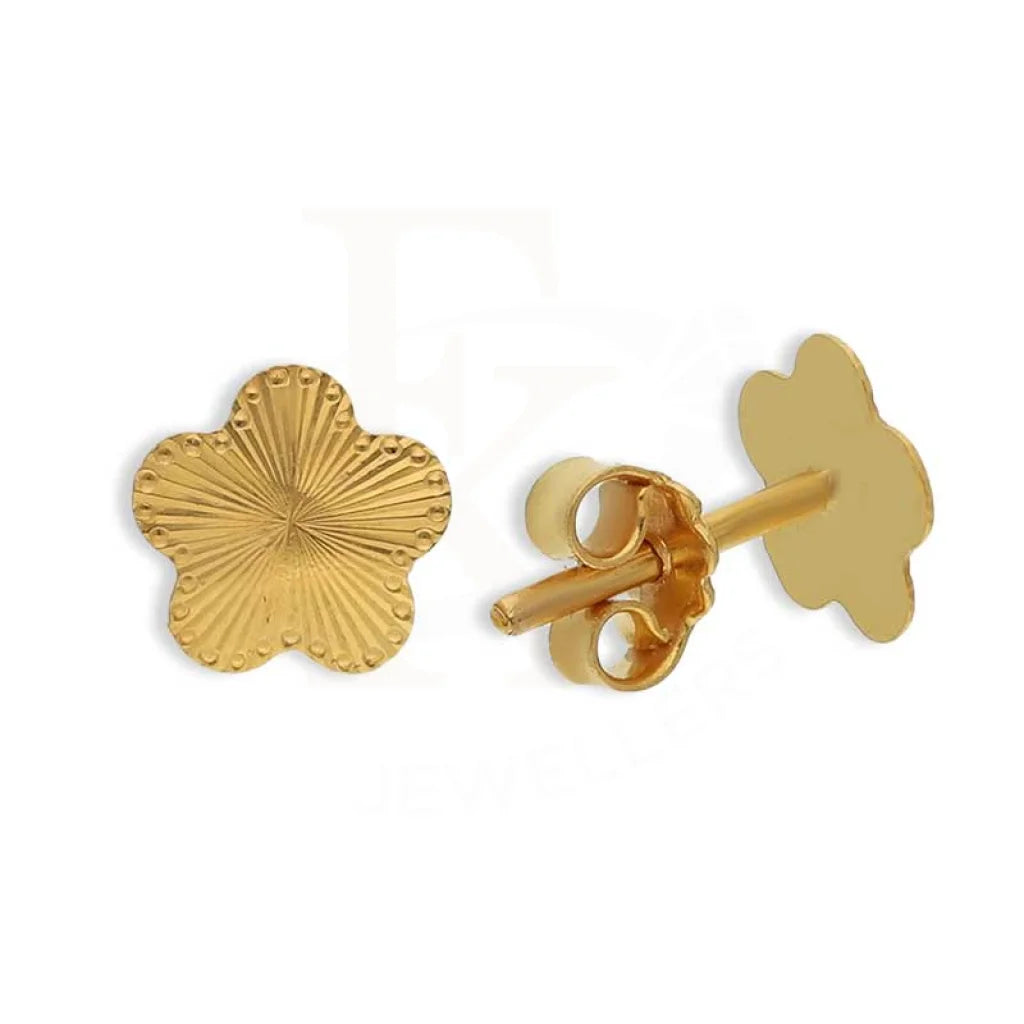 Gold Flower Shaped Stud Earrings 21Kt - Fkjern21K3077