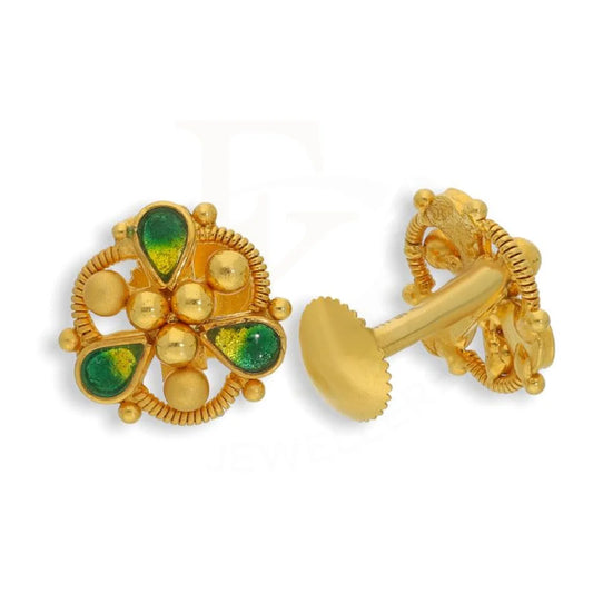 Gold Flower Shaped Stud Earrings 22Kt - Fkjern22K1972