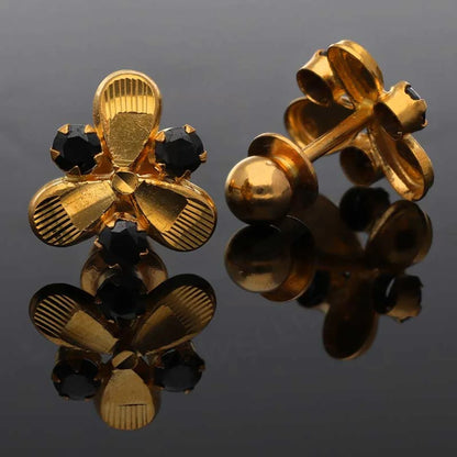 Gold Flower Shaped Stud Earrings 22Kt - Fkjern22K3033