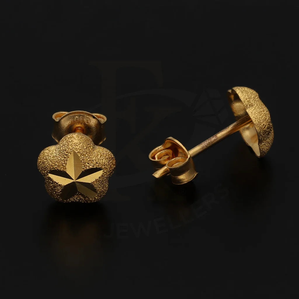 Gold Flower Shaped Stud Earrings 22Kt - Fkjern22K3130