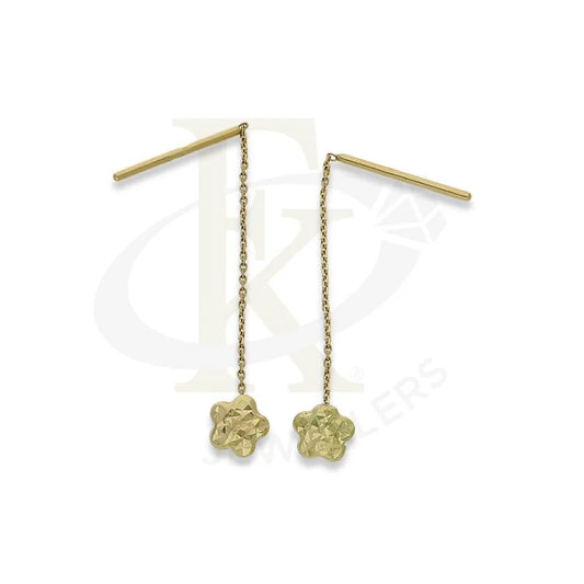 Gold Flower Shaped Tic-Tac Earrings 18Kt - Fkjern18K2220