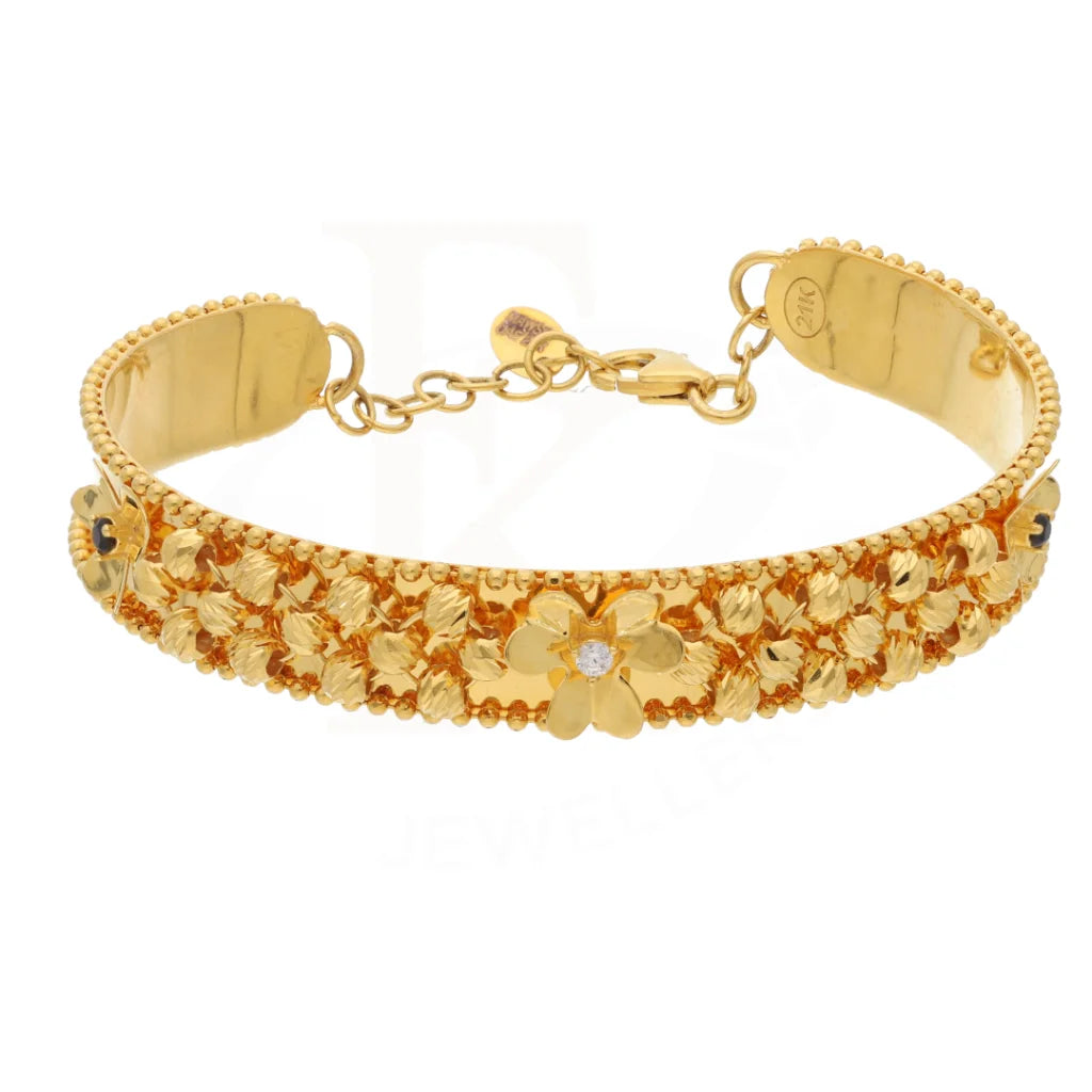 Gold Flower Stud Design Bangle Set (Bangle And Ring) 21Kt - Fkjset21Km8684 Pendant Sets