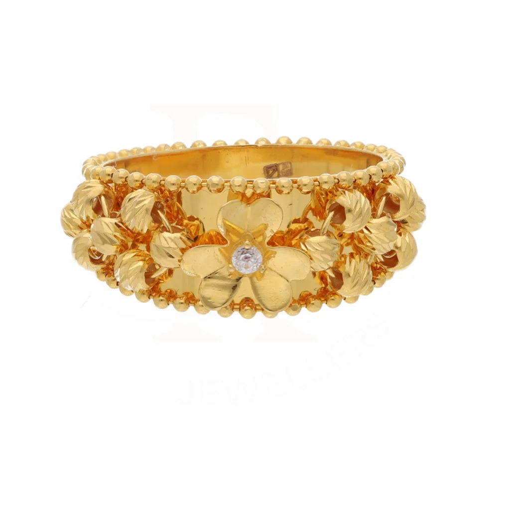 Gold Flower Stud Design Bangle Set (Bangle And Ring) 21Kt - Fkjset21Km8684 Pendant Sets