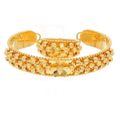 Gold Flower Stud Design Bangle Set (Bangle And Ring) 21Kt - Fkjset21Km8685 Pendant Sets