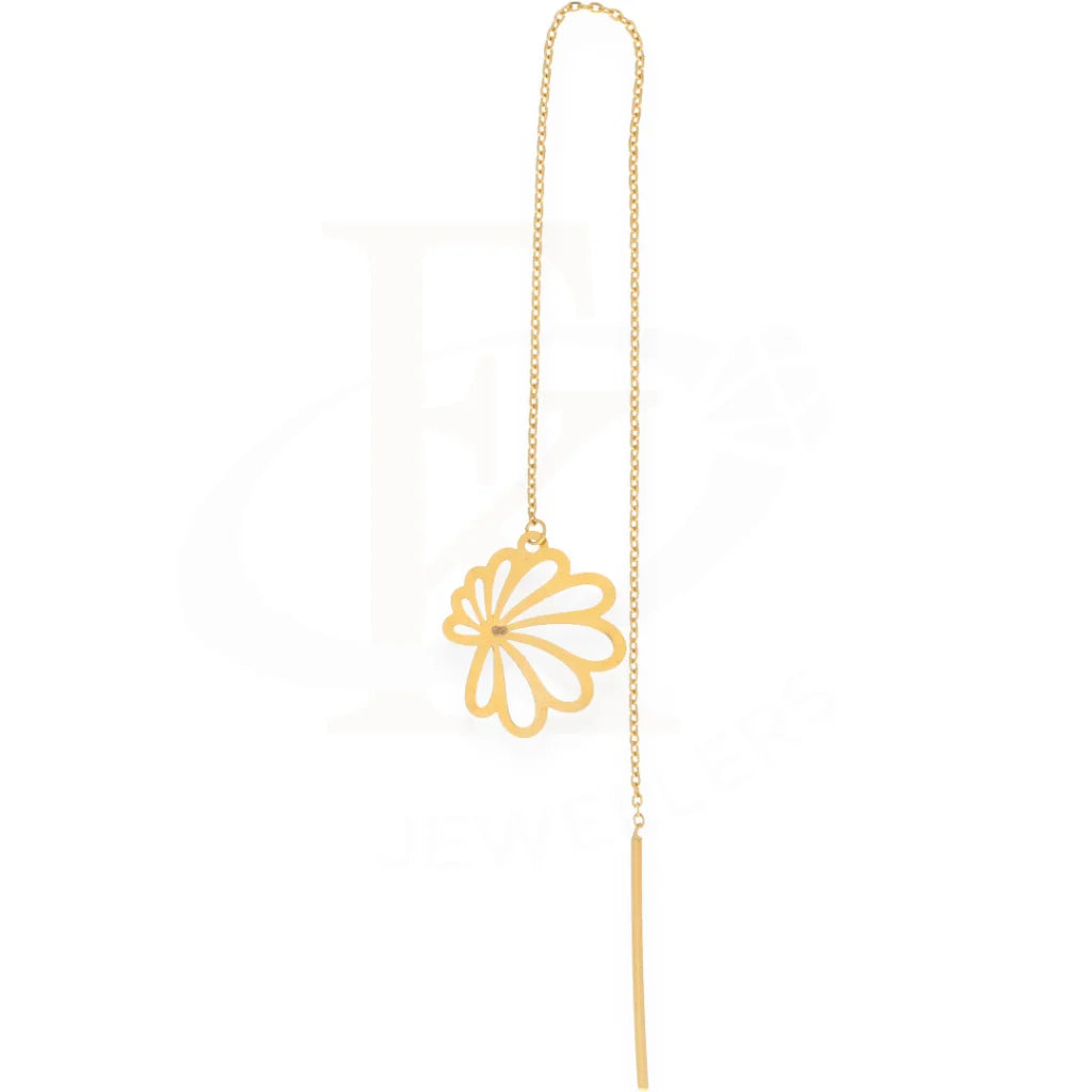 Gold Flower Tic-Tac Drop Earrings 21Kt - Fkjern21K7285