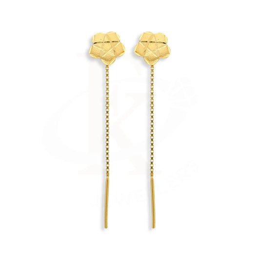 Gold Flower Tic-Tac Drop Earrings 22Kt - Fkjern22K5076